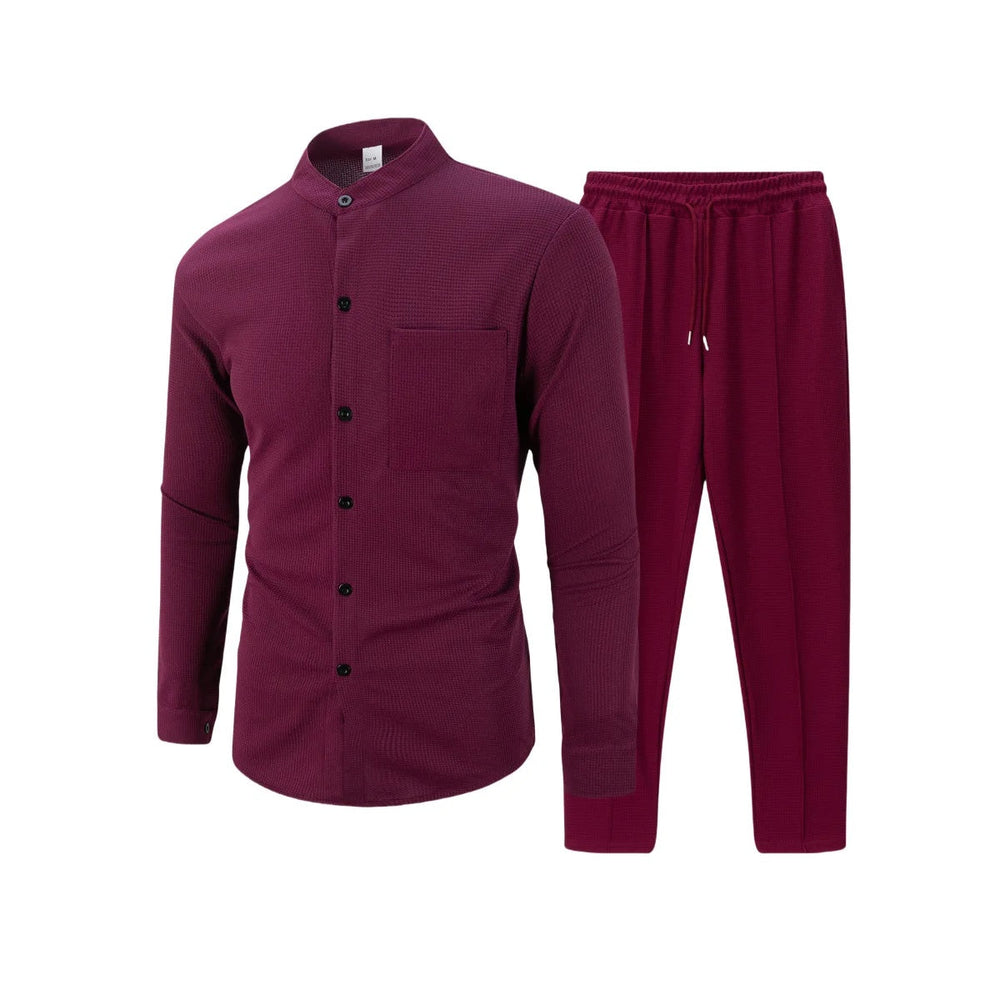 Icone™ WaffleSet: Heren Elegant Comfortabel Stijlvol Wafel Shirt En Broek Set