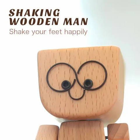 WoodenMan - Klein Schudden Houten Man Beeldje Auto Dashboard Decor