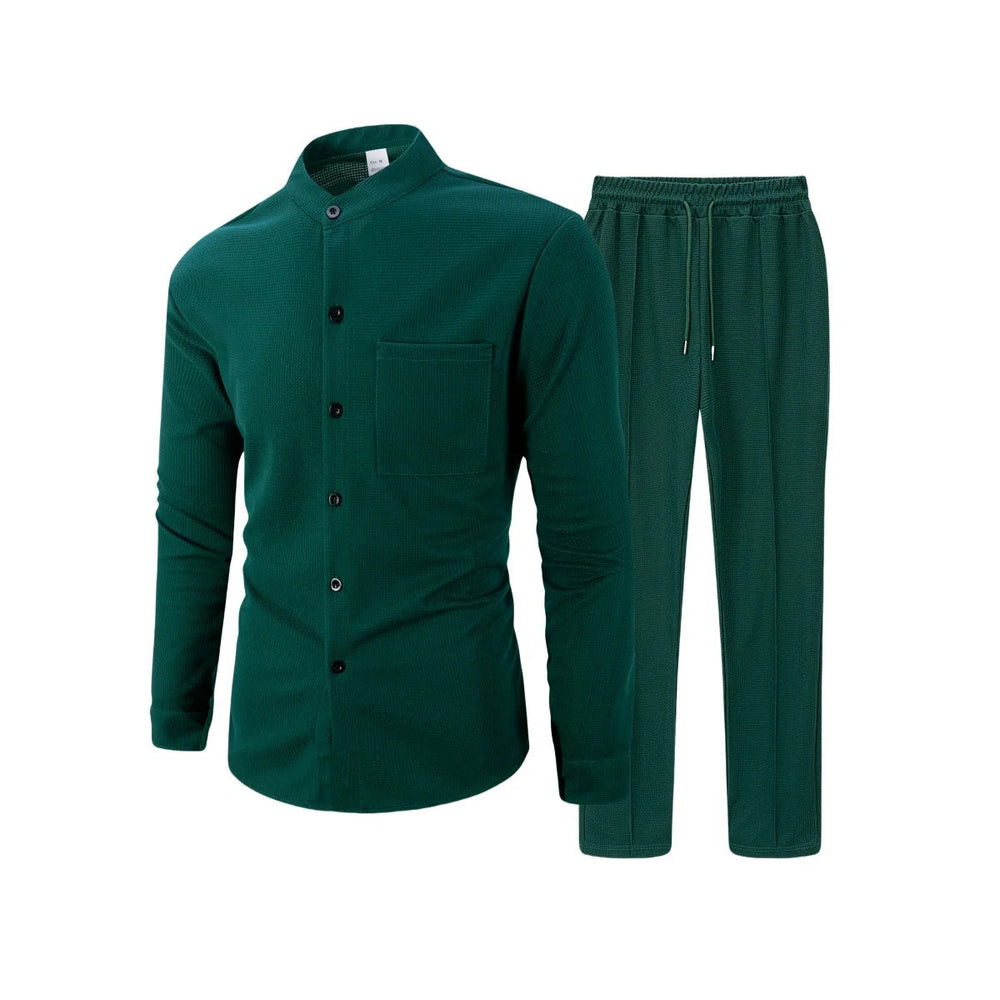 Icone™ WaffleSet: Heren Elegant Comfortabel Stijlvol Wafel Shirt En Broek Set