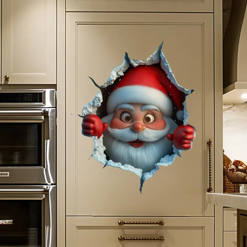 SantaSticker 1+1 GRATIS: 3D Herbruikbare Kerstman Sticker Voor De Feestdagen Wanddecoratie