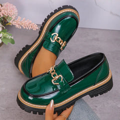 Happy™ WomenLoafers: Laag Hak Vintage Stijl Ketting Dames Loafers