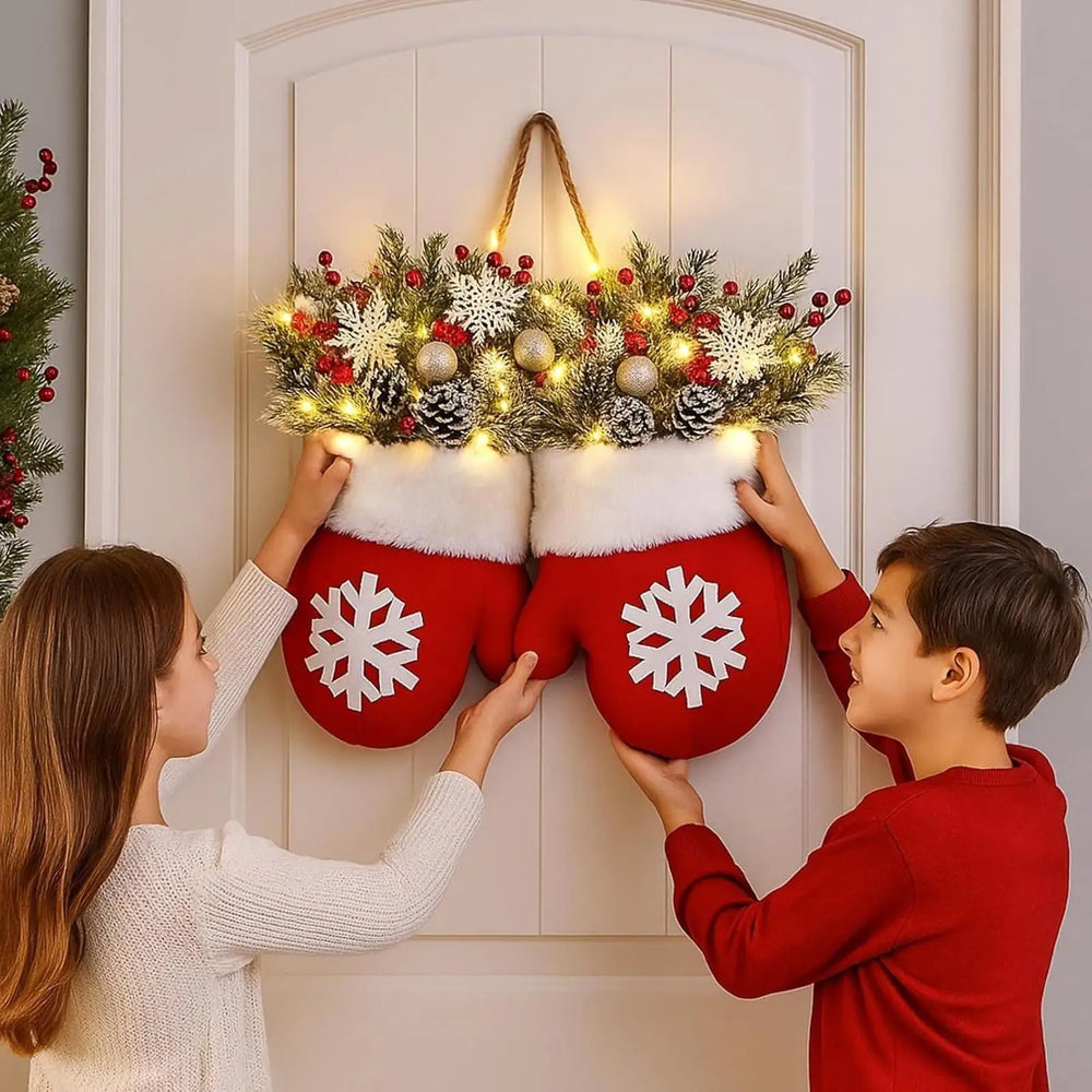 Ledsen™ ChristmasMitten: Buiten LED Kerst Wanten Krans Versiering
