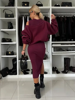 Icone™ ChicSet - Dames Tweedelige Lange Jurk En Pullover Chic Set
