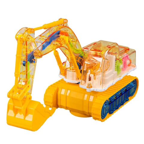 Kletshuts™ TransparentExcavator: Kinderkleurige LED Transparante Gear Elektrische Graafmachine Speelgoed
