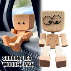 WoodenMan - Klein Schudden Houten Man Beeldje Auto Dashboard Decor