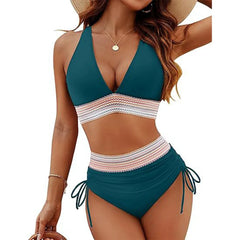 Icone™ DrawstringBikini: Elegante Hoge Taille Twee-Delige Trekkoord Bikini