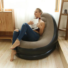 UltiFurni® InflatableSofa: Draagbare Comfortabele Stijlvolle Opblaasbare Sofa en Voetsteun