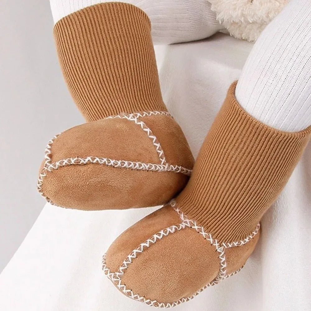 Happy™ InfantSocks 1+1 GRATIS: Elegante Warme Suède Wieg-Veilige Zuigeling Sokken