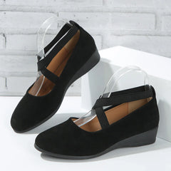 Happy™ BallerinaShoes: Dames Kris-Kruis Gesloten Lage-Hak Ballerina Schoenen