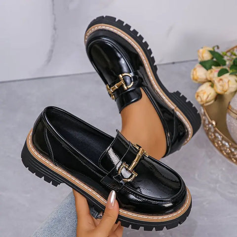 Happy™ WomenLoafers: Laag Hak Vintage Stijl Ketting Dames Loafers