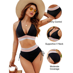 Icone™ DrawstringBikini: Elegante Hoge Taille Twee-Delige Trekkoord Bikini