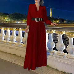 Icone™ ClassicJumpsuit - Elegante V-Hals Lange Mouwen Pailletten Klassieke Jumpsuit