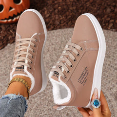 Happy™ VelvetSneakers: Platform Knus Enkelschoenen Veters-Op Van Fluweel Gympen