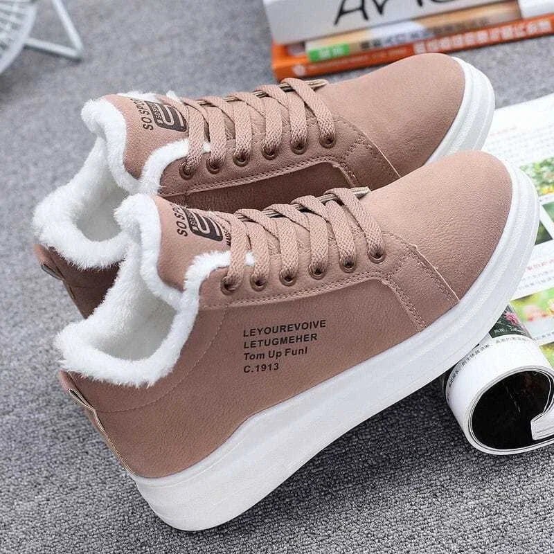 Happy™ VelvetSneakers: Platform Knus Enkelschoenen Veters-Op Van Fluweel Gympen