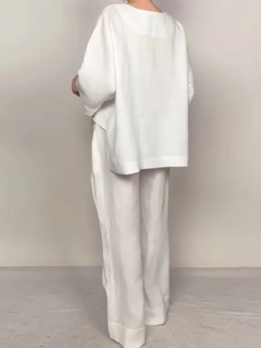 Icone™ ComfyWear: Stijlvolle V-Hals Wijde-Pijpen Broek Twee-Delig Comfortabel Draag Set