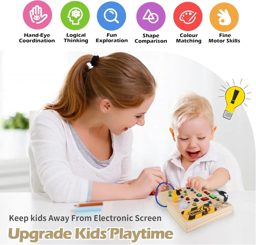 Kletshuts™ SensoryBoard - Montessori Sensorisch Bord Met Lichten En Schakelaars