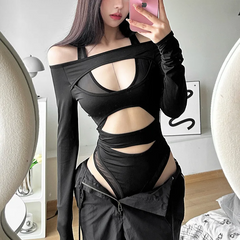 Icone™ MeshBodysuit: Vrouwen Hol-Uit Lange Mouwen Maas Bodysuit