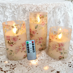 Ledsen™ FloralCandle: Gezellige Elegante Glans Delicate Bloemenprint LED Kaarsenset