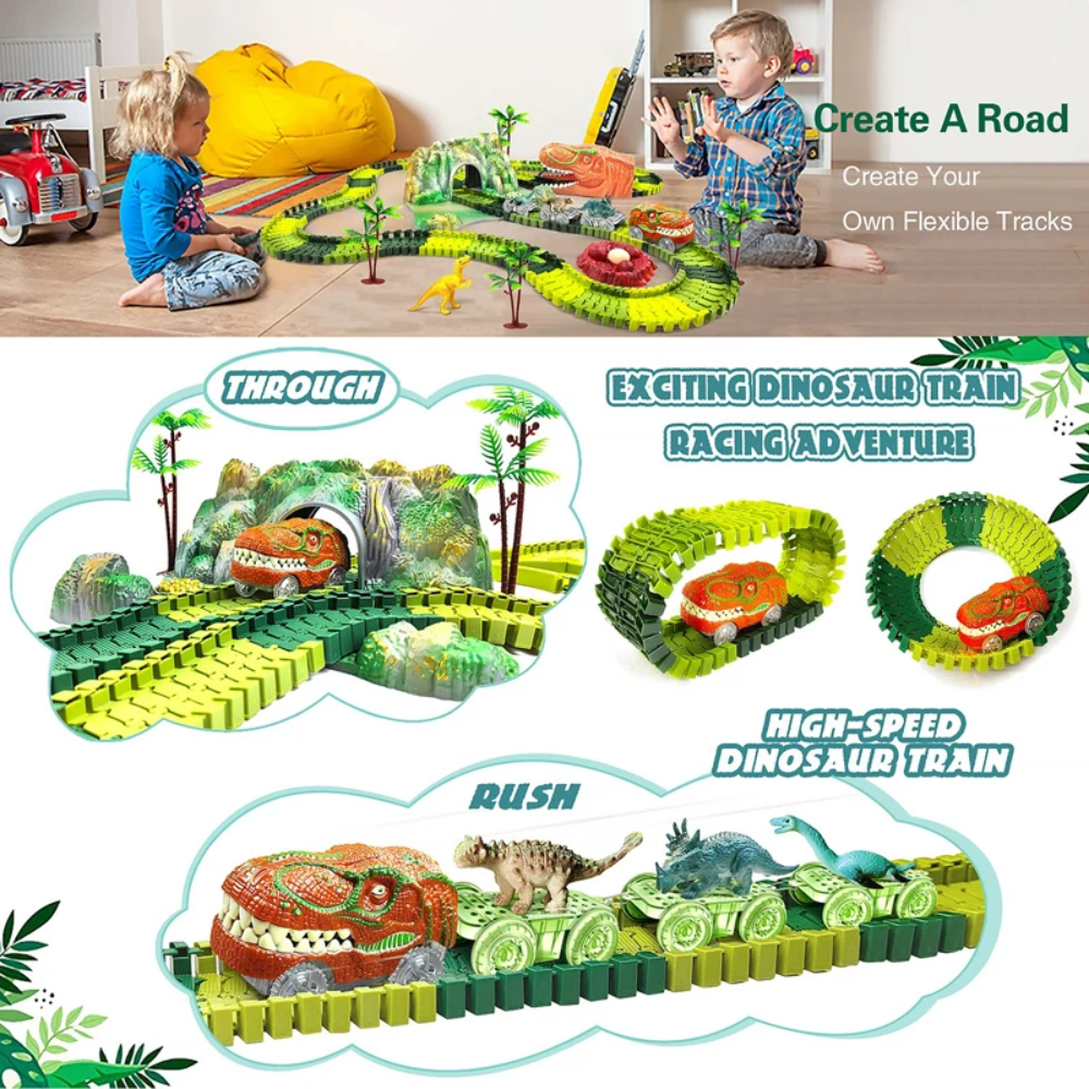 Kletshuts™ DinoTrack – Flexibel Dino Spoor Gebouw Spelen Set