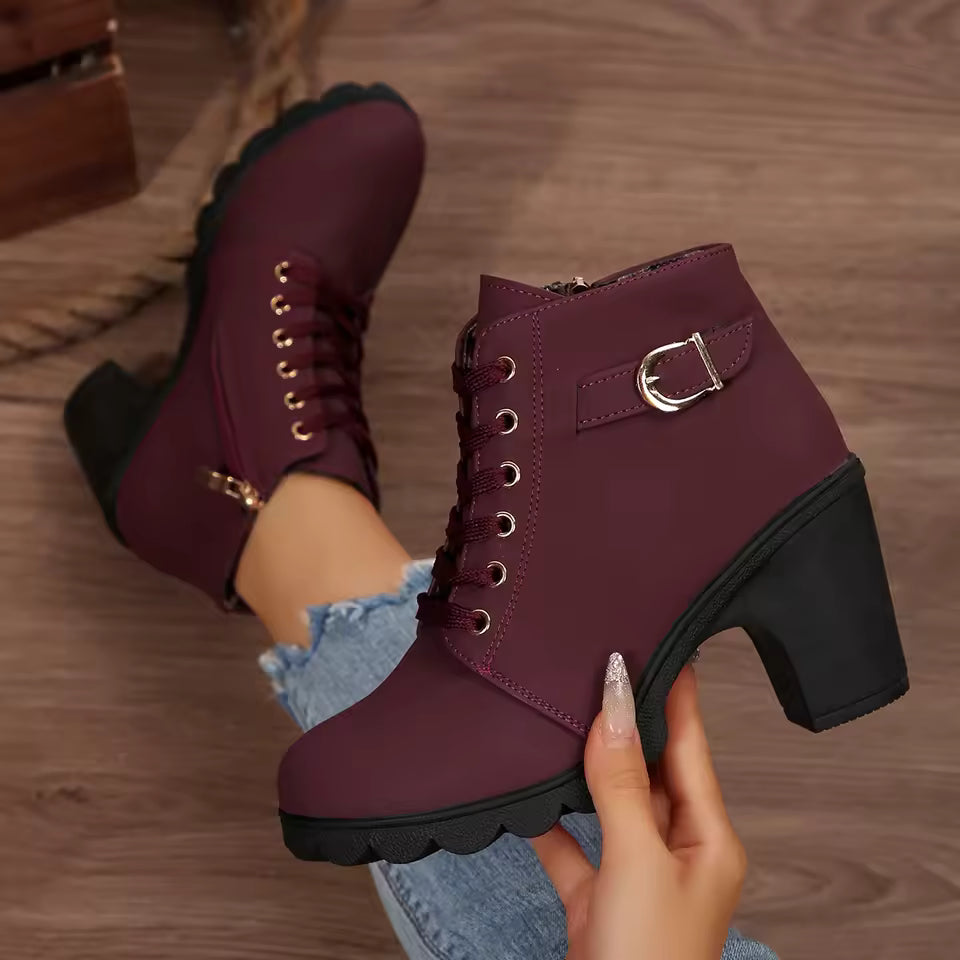 Happy™ HeelBoots - Dames Stijlvolle En Comfortabele Gesp Blokhaklaarzen