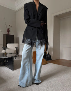 Icone™ LuxuryBlazer: Dames Kant Dubbele-Revers Luxe Blazer