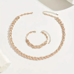Jewelance™ FashionJewelry: Luxe Wilgen-Geïnspireerd Armband En Ketting Mode Sieraden Set