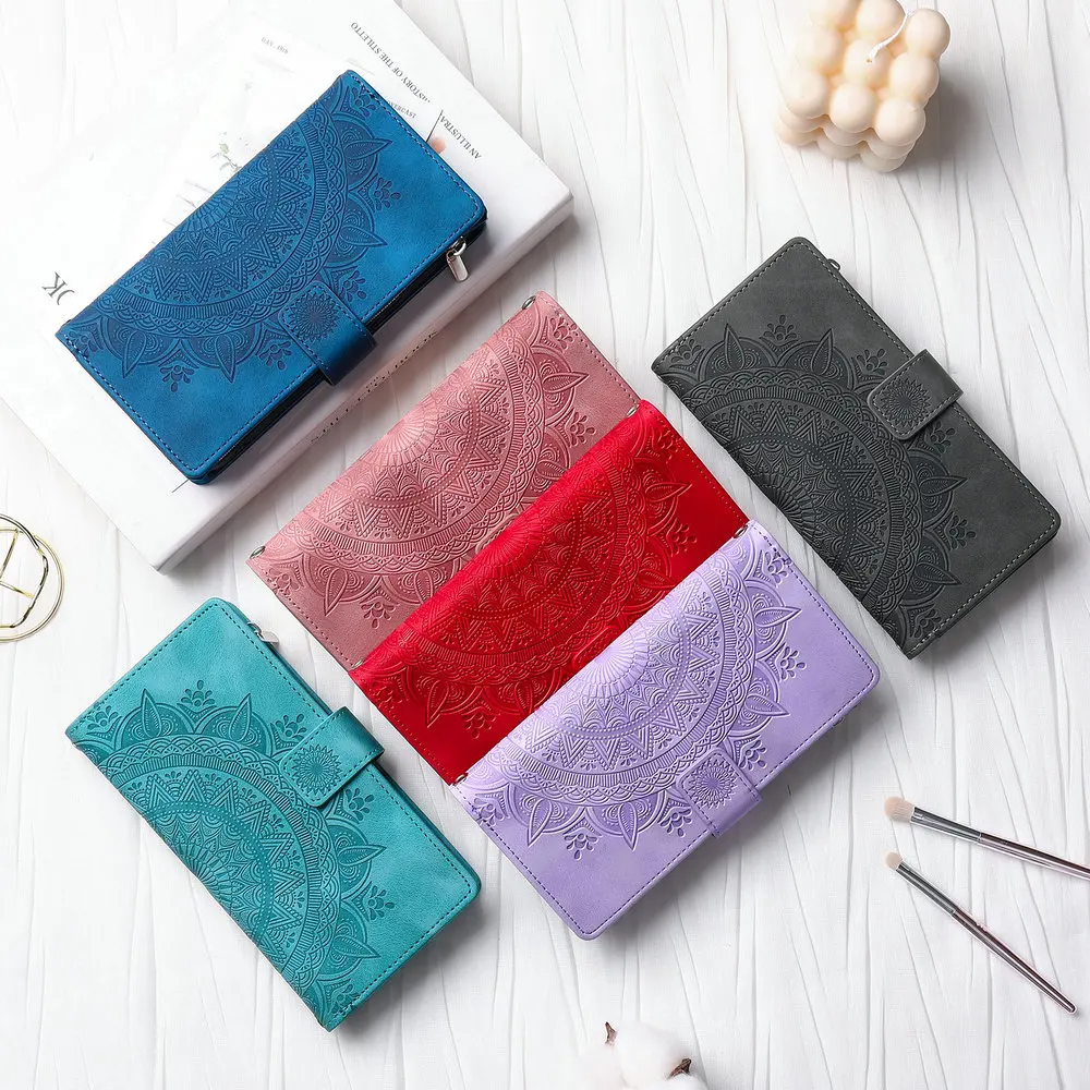 Icone™ WalletCase: Premium Reliëf Flip Cover Slanke Telefoon Portemonnee Hoes