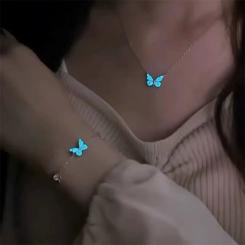 Jewelance™ GlowingButterfly 1+1 GRATIS: Mode Gloeiend Vlinder Ketting En Armband Set