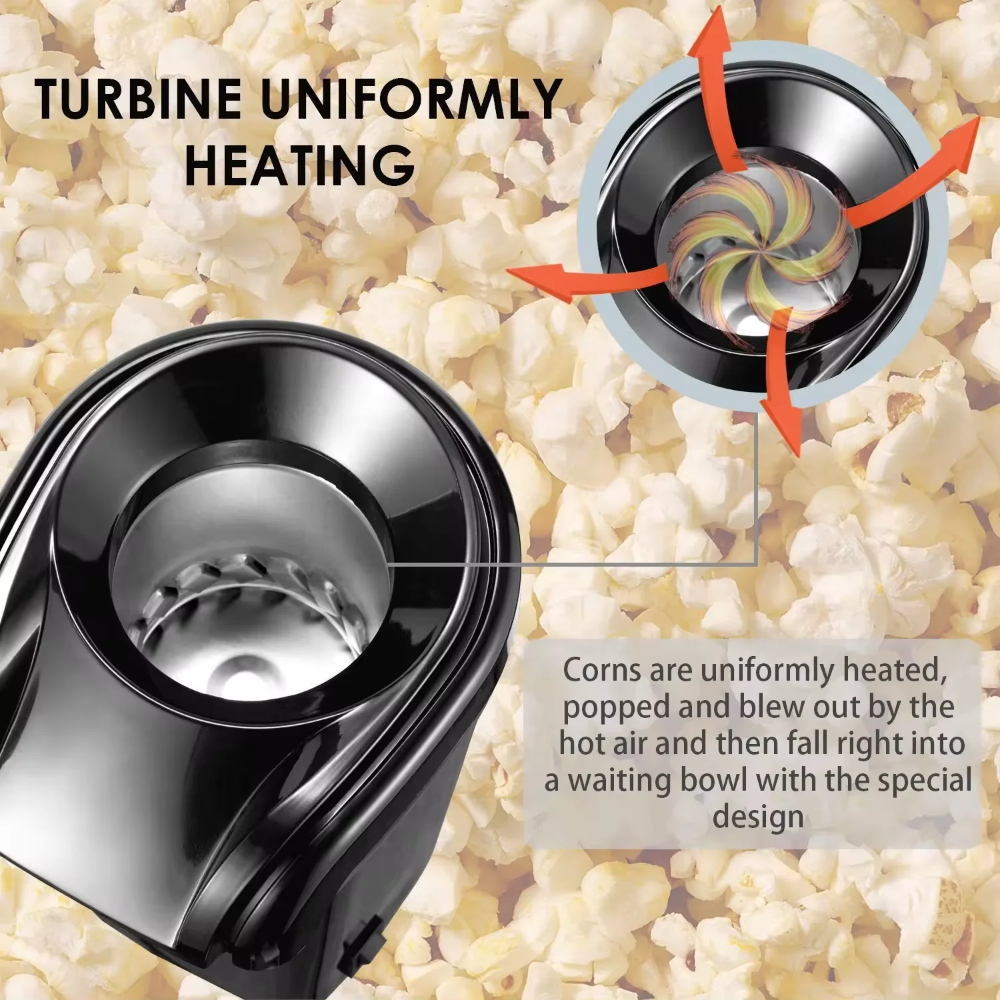 Globetrek° PopcornMaker: Draagbaar Gebruiksvriendelijk Lucht Popcorn Maker
