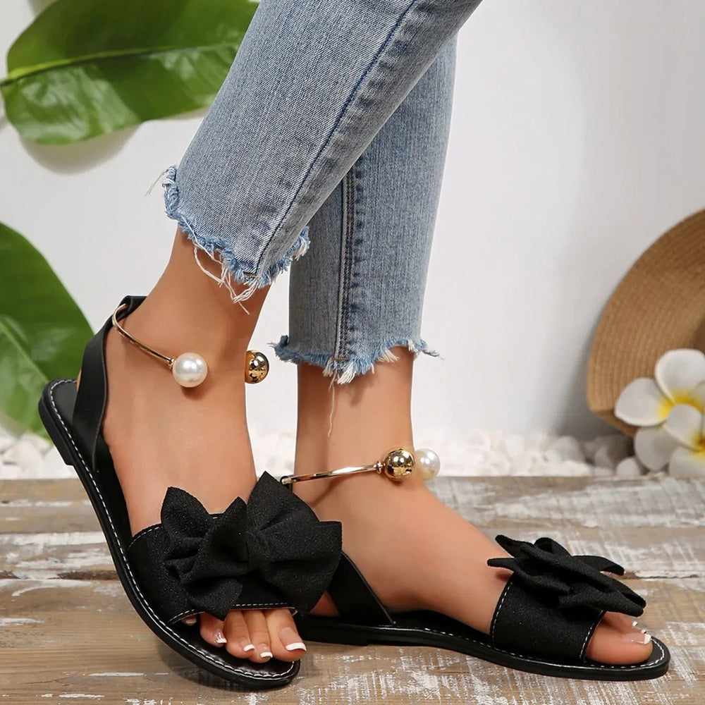Happy™ ChicFootwear: Stijlvolle Comfortabele Schoenen met Chic Strik en Parel Details