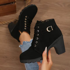 Happy™ HeelBoots - Dames Stijlvolle En Comfortabele Gesp Blokhaklaarzen