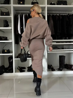Icone™ ChicSet - Dames Tweedelige Lange Jurk En Pullover Chic Set
