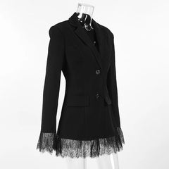 Icone™ LuxuryBlazer: Dames Kant Dubbele-Revers Luxe Blazer