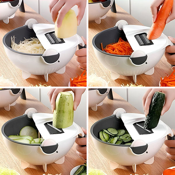 Globetrek° KitchenSlicer - Multifunctionele Keuken Snijder Met Mand Droogleggen