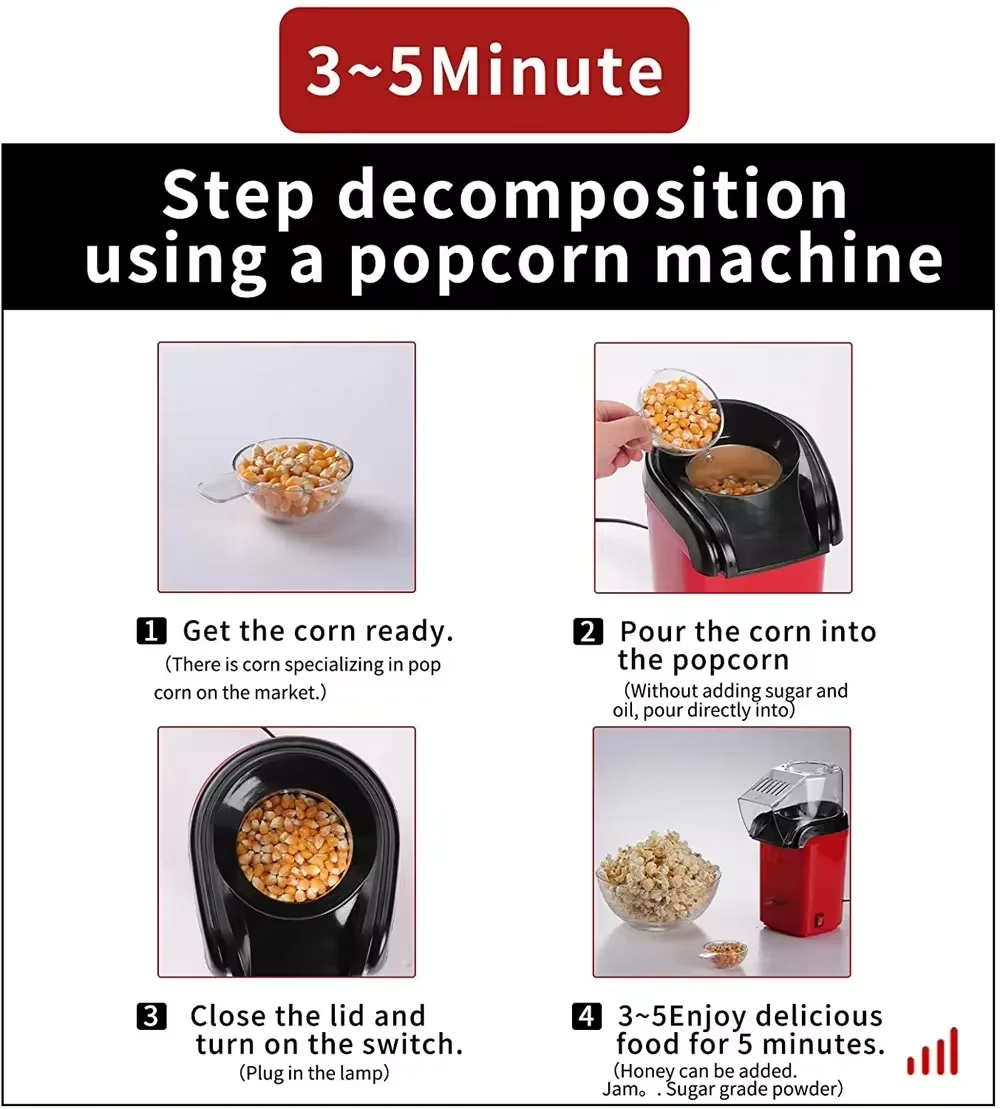 Globetrek° PopcornMaker: Draagbaar Gebruiksvriendelijk Lucht Popcorn Maker
