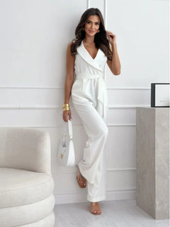 Icone™ ElegantJumpsuit: Dames Mouwloos Lint Taille Elegant Jumpsuit