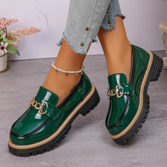 Happy™ WomenLoafers: Laag Hak Vintage Stijl Ketting Dames Loafers