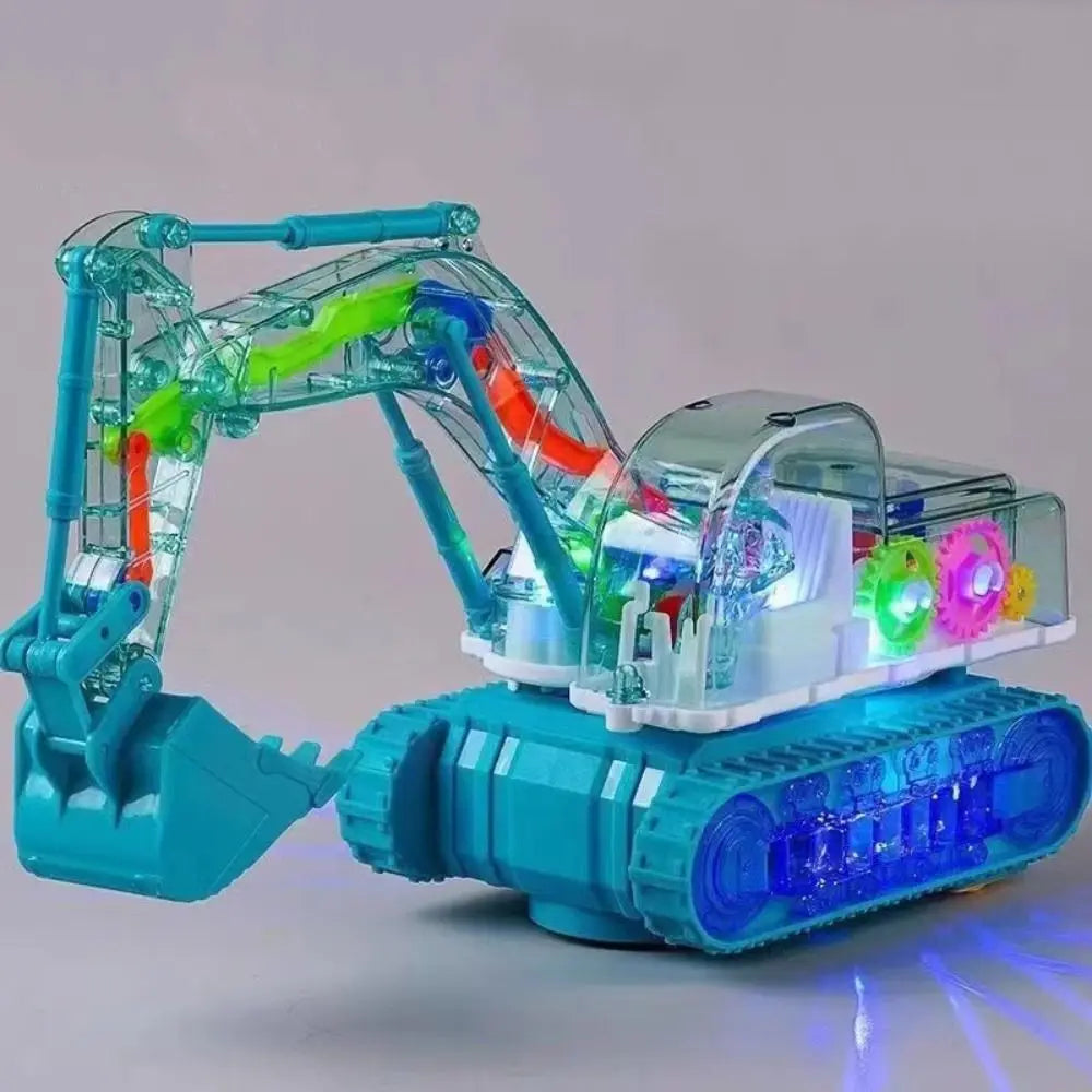 Kletshuts™ TransparentExcavator: Kinderkleurige LED Transparante Gear Elektrische Graafmachine Speelgoed