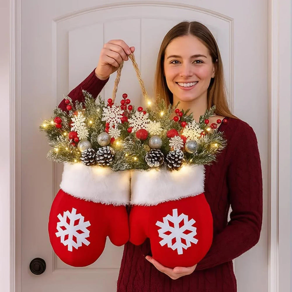 Ledsen™ ChristmasMitten: Buiten LED Kerst Wanten Krans Versiering