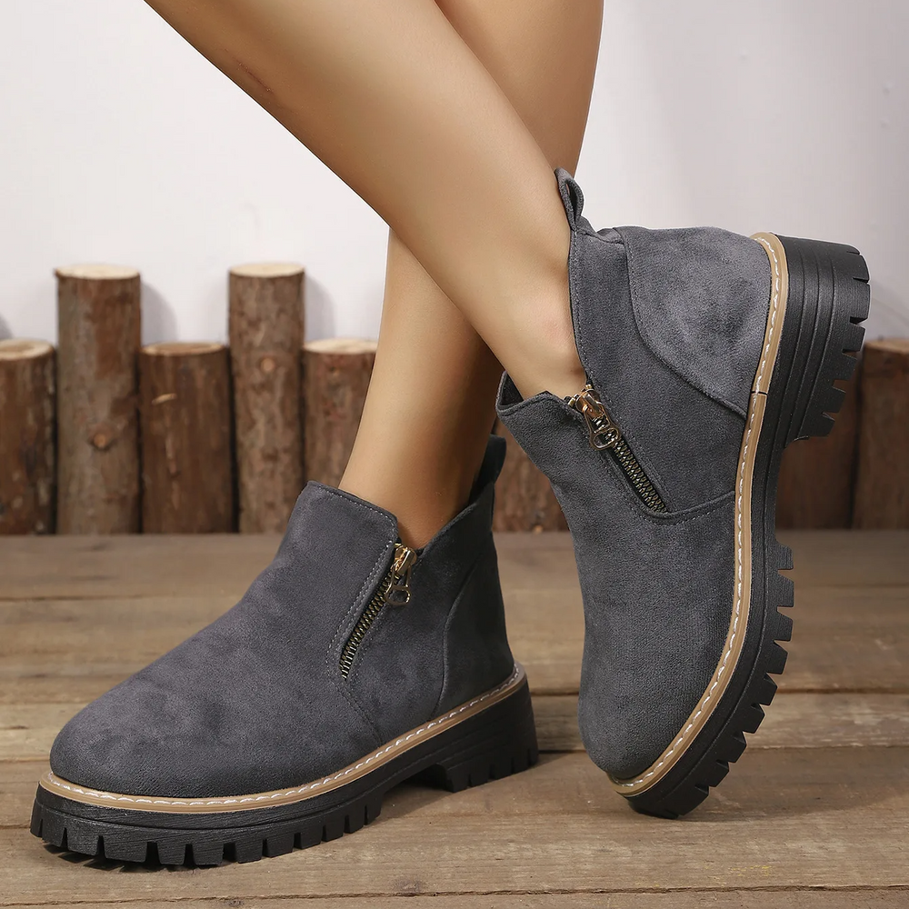 Happy™ ZipBoots: Vrouwen Comfortabel Ronde Neus Enkell Ritslaarzen