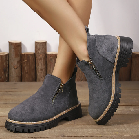 Happy™ ZipBoots: Vrouwen Comfortabel Ronde Neus Enkell Ritslaarzen