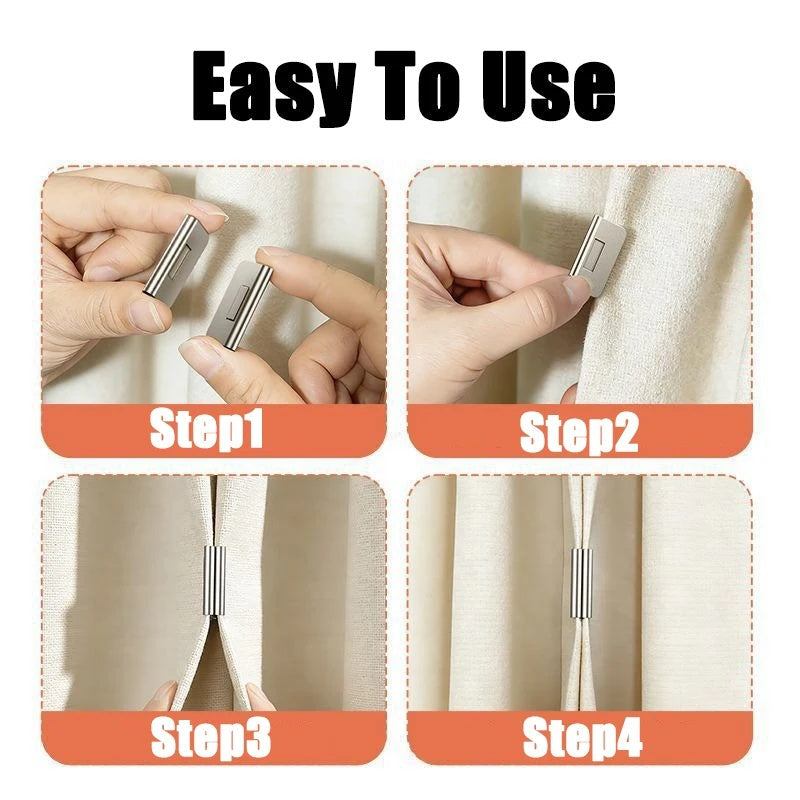 GlideHold® CurtainHolders 2+2 GRATIS: Elegante Minimalistische Magnetische Gordijnhouders