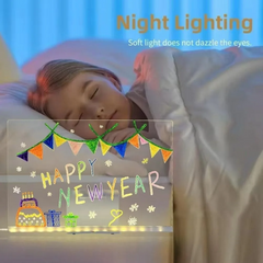 Kletshuts™ NoteBoard: LED-Lamp Acryl Notitie- En Tekenbord