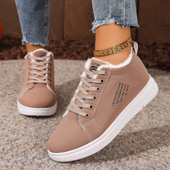 Happy™ VelvetSneakers: Platform Knus Enkelschoenen Veters-Op Van Fluweel Gympen