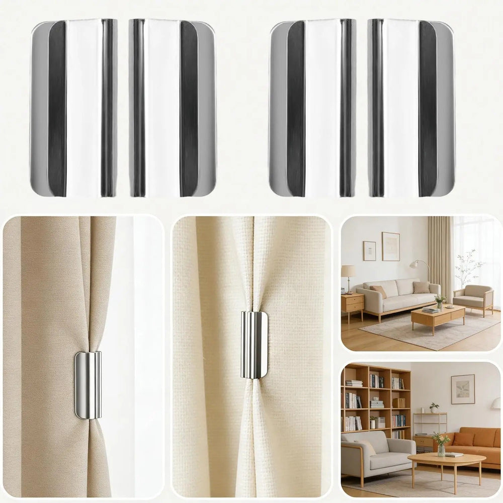 GlideHold® CurtainHolders 2+2 GRATIS: Elegante Minimalistische Magnetische Gordijnhouders