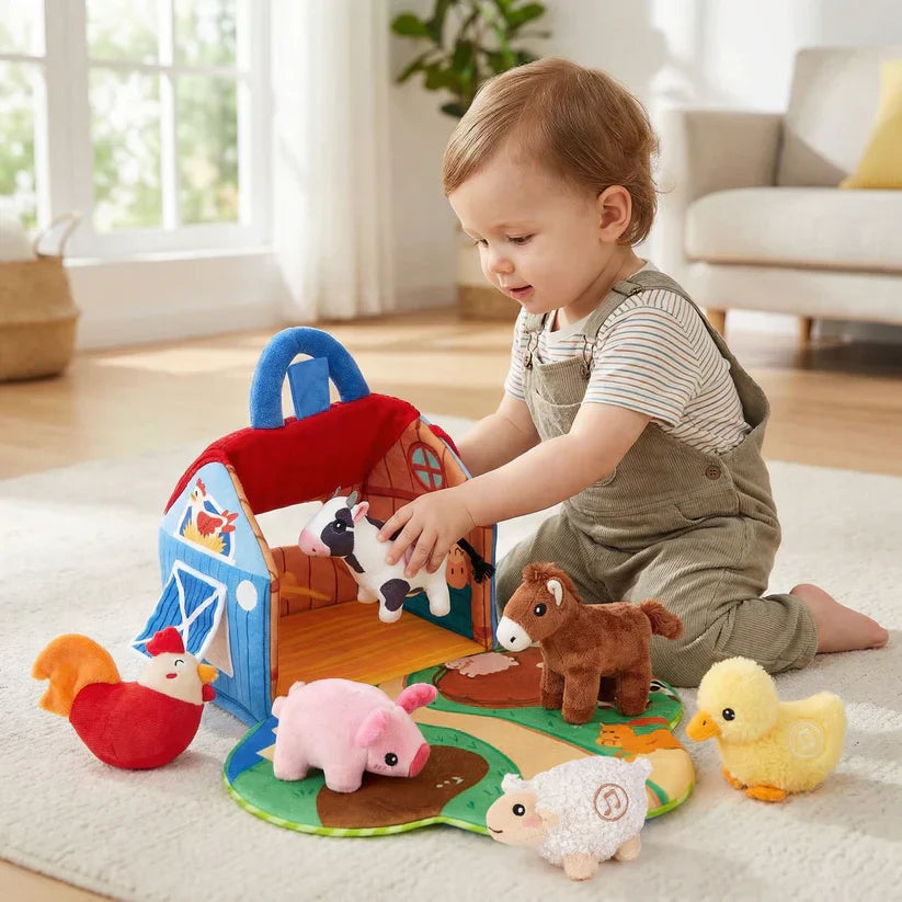 Kletshuts™ FarmPlayset: Interactief Dier Leer Speelgoed Met Draagbaar Speelhuisje