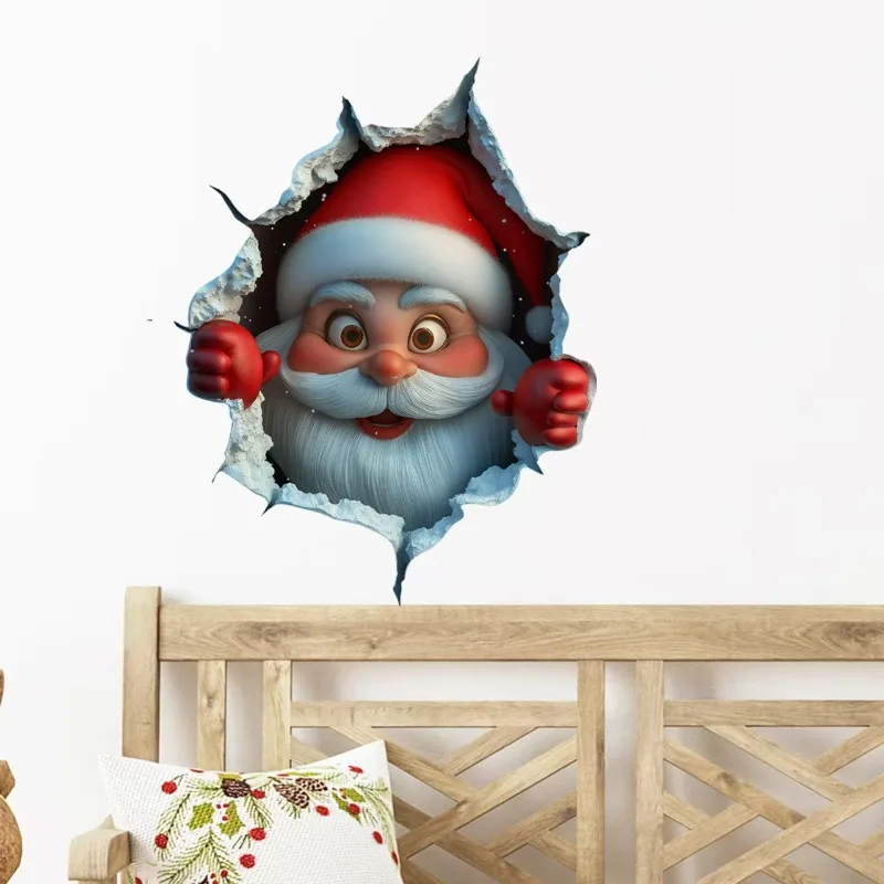 SantaSticker 1+1 GRATIS: 3D Herbruikbare Kerstman Sticker Voor De Feestdagen Wanddecoratie