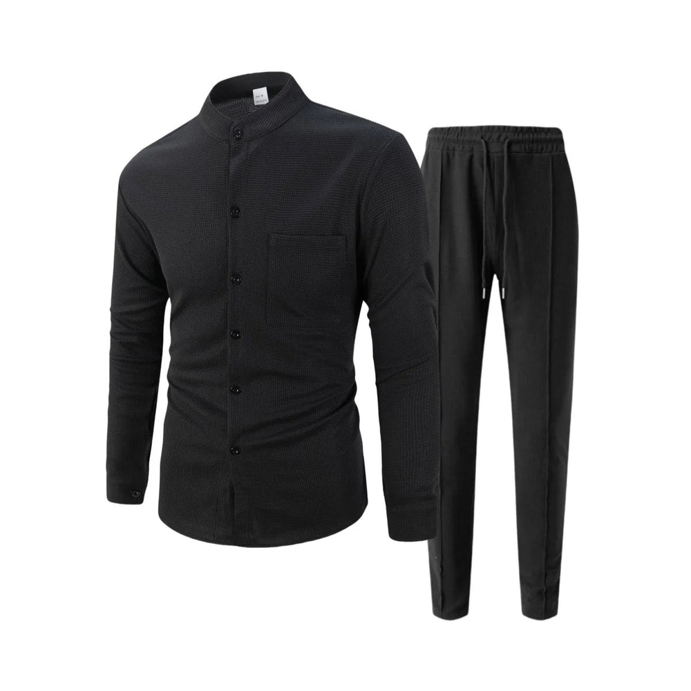 Icone™ WaffleSet: Heren Elegant Comfortabel Stijlvol Wafel Shirt En Broek Set