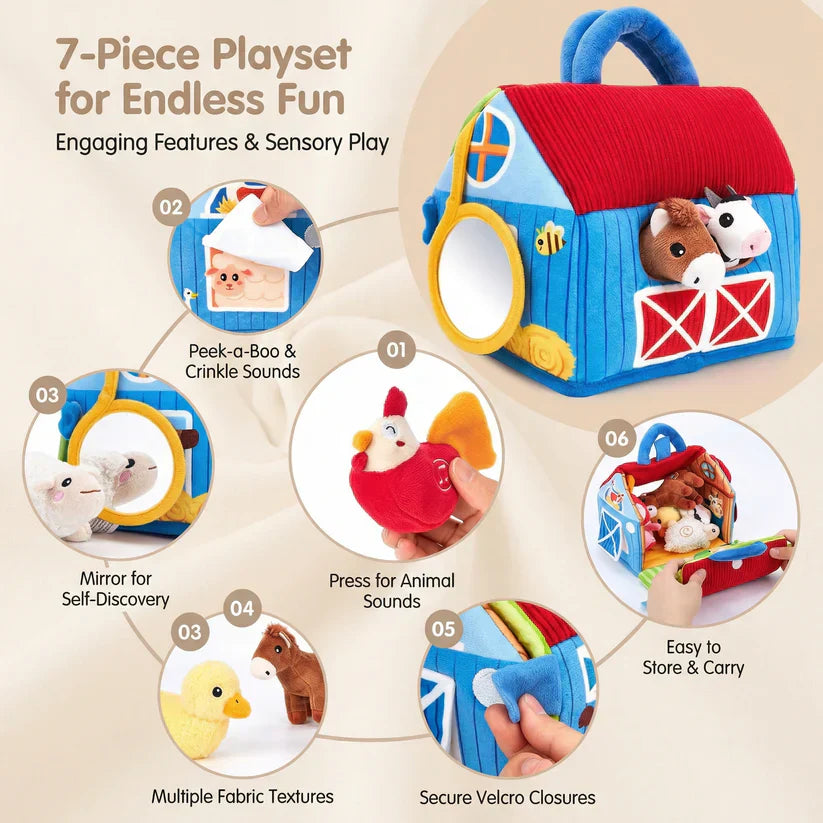 Kletshuts™ FarmPlayset: Interactief Dier Leer Speelgoed Met Draagbaar Speelhuisje