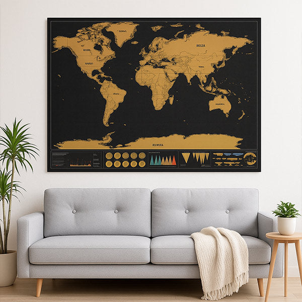 ExploreMap 1+1 GRATIS - Kraskaart Wereld Reis Tracker Display Kaart